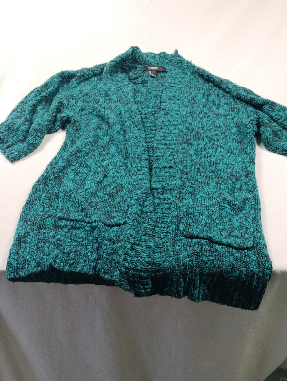 Forever 21 Teal Open-Front Knit Cardigan Size Small #4